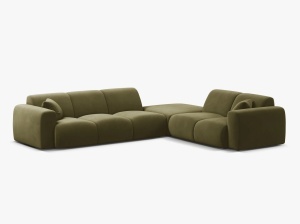 COLTAR MOLINO, 315 CM, PE DREAPTA, VERDE DESCHIS, CU TAPITERIE DIN TEXTIL CATIFEA VELVET CASINO, MICADONI