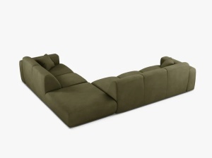 COLTAR MOLINO, 315 CM, PE DREAPTA, VERDE DESCHIS, CU TAPITERIE DIN TEXTIL CHENILLE REBEL, MICADONI - Img 3