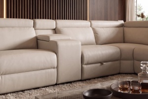 COLTAR MULTIFUNCTIONAL PRIME, 300X270CM, CU SPATIU DE DEPOZITARE, PRIZE, REALIZAT DIN LEMN SI PIELE ECO, CULOARE BEJ - Img 7