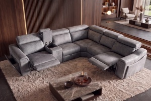 COLTAR MULTIFUNCTIONAL PRIME, 300X270CM, CU SPATIU DE DEPOZITARE, PRIZE, REALIZAT DIN LEMN SI TEXTIL FOARTE FIN, CULOARE GRI - Img 10