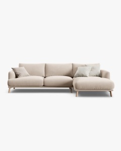 COLTAR NAOMI, PE DREAPTA, BEJ, 285X170 CM, TAPITAT CU TAPITERIE DIN TEXTIL CATIFEA SALVADOR, MICADONI