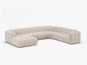 COLTAR PANORAMIC LUPIN, 370, PE DREAPTA, BEJ DESCHIS, CU TAPITERIE DIN TEXTIL CATIFEA VENUS, MICADONI - Img 2