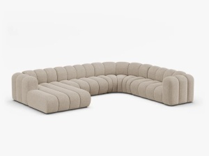 COLTAR PANORAMIC LUPIN, 370, PE DREAPTA, BEJ INCHIS, CU TAPITERIE DIN TEXTIL CHENILLE EDEN, MICADONI - Img 2