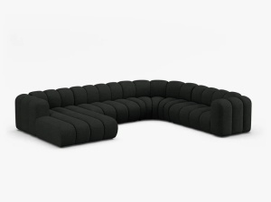 COLTAR PANORAMIC LUPIN, 370, PE DREAPTA, NEGRU, CU TAPITERIE DIN TEXTIL BOUCLE BALOO, MICADONI - Img 2