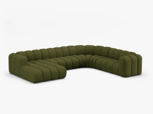 COLTAR PANORAMIC LUPIN, 370, PE DREAPTA, VERDE MASLINIU INCHIS, CU TAPITERIE DIN TEXTIL BOUCLE BALOO, MICADONI - Img 2