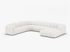 COLTAR PANORAMIC LUPIN, 370, PE STANGA, ALB, CU TAPITERIE DIN TEXTIL BOUCLE BALOO, MICADONI - Img 2