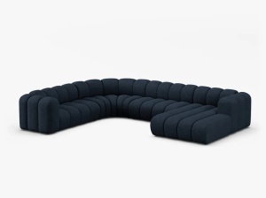 COLTAR PANORAMIC LUPIN, 370, PE STANGA, ALBASTRU INCHIS, CU TAPITERIE DIN TEXTIL BOUCLE BALOO, MICADONI - Img 2