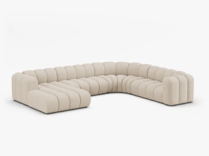 COLTAR PANORAMIC LUPIN, 370, PE STANGA, BEJ, CU TAPITERIE DIN TEXTIL BOUCLE BALOO, MICADONI - Img 2