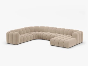 COLTAR PANORAMIC LUPIN, 370, PE STANGA, BEJ, CU TAPITERIE DIN TEXTIL CATIFEA VENUS, MICADONI - Img 2