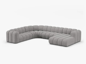 COLTAR PANORAMIC LUPIN, 370, PE STANGA, GRI DESCHIS, CU TAPITERIE DIN TEXTIL CHENILLE EDEN, MICADONI - Img 2