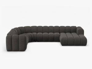 COLTAR PANORAMIC LUPIN, 370, PE STANGA, GRI INCHIS, CU TAPITERIE DIN TEXTIL CHENILLE EDEN, MICADONI
