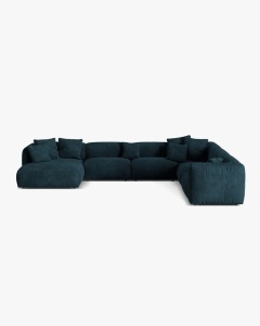 COLTAR PANORAMIC MARTINA, 160X106 CM, PE DREAPTA, ALBASTRU INCHIS, TAPITAT CU TAPITERIE DIN TEXTIL CATIFEA VOGUE, MICADONI