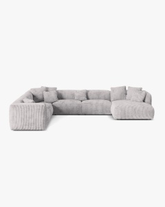 COLTAR PANORAMIC MARTINA, 160X106 CM, PE DREAPTA, GRI DESCHIS, TAPITAT CU TAPITERIE DIN TEXTIL CORDOI TILIA, MICADONI