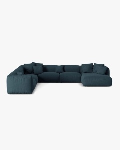 COLTAR PANORAMIC MARTINA, 160X106 CM, PE STANGA, BLUE JEANS, TAPITAT CU TAPITERIE DIN TEXTIL STRUCTURAT BOSTON, MICADONI