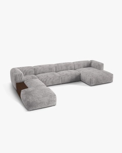 COLTAR PANORAMIC MARTINA, GRI DESCHIS, 406 CM, STANGA, CU TAPITERIE DIN TEXTIL CORDOI TILIA, MICADONI - Img 2