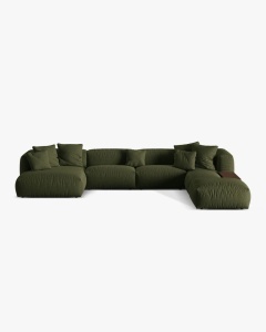 COLTAR PANORAMIC MARTINA, VERDE, 406 CM, DREAPTA, CU TAPITERIE DIN TEXTIL STRACTURAT BOSTON, MICADONI