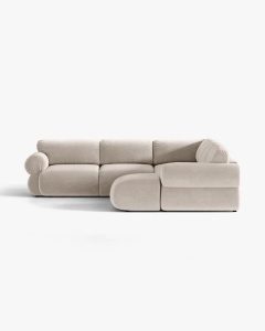 COLTAR PANORAMIC MODULAR, OPHELIA, BEJ, PE STANGA, 370 CM, CU TAPITERIE DIN TEXTIL CATIFEA VENUS, MICADONI - Img 2