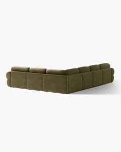 COLTAR PANORAMIC MODULAR, OPHELIA, VERDE, PE DREAPTA, 370 CM, CU TAPITERIE DIN TEXTIL CATIFEA VENUS, MICADONI - Img 3