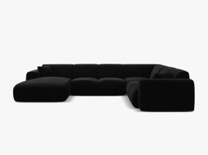 COLTAR PANORAMIC MOLINO, PE DREAPTA, NEGRU, 326 CM, , CU TAPITERIE DIN TEXTIL CATIFEA VELVET CASINO, MICADONI - Img 2