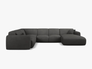 COLTAR PANORAMIC MOLINO, PE STANGA, GRI INCHIS, 326 CM, , CU TAPITERIE DIN TEXTIL CHENILLE REBEL, MICADONI - Img 2