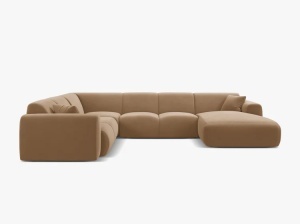 COLTAR PANORAMIC MOLINO, PE STANGA, NISIPIU, 326 CM, , CU TAPITERIE DIN TEXTIL CATIFEA VELVET CASINO, MICADONI - Img 2