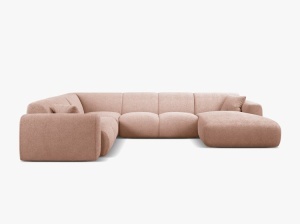 COLTAR PANORAMIC MOLINO, PE STANGA, ROZ PUDRA, 326 CM, , CU TAPITERIE DIN TEXTIL BOUCLE BALOO, MICADONI - Img 2