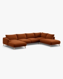 COLTAR PANORAMIC NAOMI, PE DREAPTA, CARAMIZIU, 235X265 CM, TAPITAT CU TAPITERIE DIN TEXTIL CATIFEA SALVADOR, MICADONI - Img 3