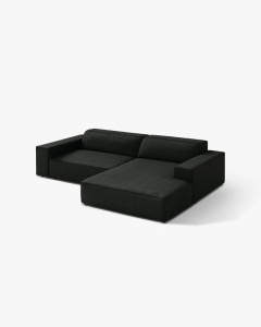 COLTAR PE DREAPTA, CU 3 LOCURI JODIE, 224X162 CM, ADANCIME SCAUN 62 CM, NEGRU, TAPITAT CU TAPITERIE DIN TEXTIL BOUCLE BALOO, MICADONI - Img 2