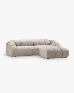 COLTAR PE DREAPTA DIANA, BEJ, 334X182 CM, TAPITAT CU TAPITERIE DIN TEXTIL CATIFEA SALVADORE, MICADONI - Img 3