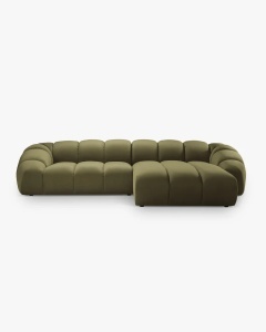 COLTAR PE DREAPTA DIANA, VERDE, 334X182 CM, TAPITAT CU TAPITERIE DIN TEXTIL CATIFEA SALVADORE, MICADONI