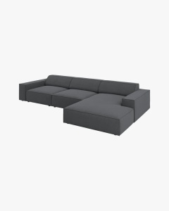 COLTAR PE DREAPTA JODIE, CU 4 LOCURI, 284X162 CM, ADANCIME SCAUN 62 CM, GRI INCHIS, TAPITAT CU TAPITERIE DIN TEXTIL STRUCTURAT MEGAN, MICADONI - Img 3