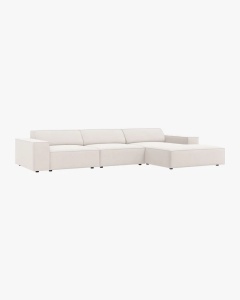 COLTAR PE DREAPTA JODIE, CU 4 LOCURI, 284X162 CM, ADANCIME SCAUN 62 CM, BEJ DESCHIS, TAPITAT CU TAPITERIE DIN TEXTIL STRUCTURAT MEGAN, MICADONI - Img 2