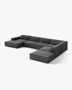 COLTAR PE DREAPTA JODIE, CU 7 LOCURI, 361X258 CM, ADANCIME SCAUN 62 CM, GRI, TAPITAT CU TAPITERIE DIN TEXTIL CATIFEA VENUS, MICADONI - Img 3