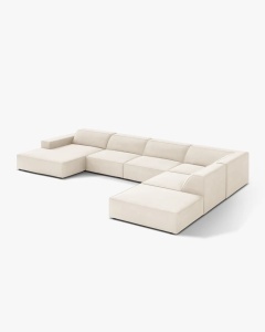 COLTAR PE DREAPTA JODIE, CU 7 LOCURI, 361X258 CM, ADANCIME SCAUN 62 CM, BEJ DESCHIS, TAPITAT CU TAPITERIE DIN TEXTIL CATIFEA VENUS, MICADONI - Img 3