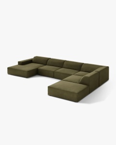 COLTAR PE DREAPTA JODIE, CU 7 LOCURI, 361X258 CM, ADANCIME SCAUN 62 CM, VERDE, TAPITAT CU TAPITERIE DIN TEXTIL CATIFEA VENUS, MICADONI - Img 3