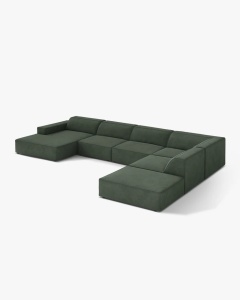 COLTAR PE DREAPTA JODIE, CU 7 LOCURI, 361X258 CM, ADANCIME SCAUN 62 CM, VERDE MUSCHI, TAPITAT CU TAPITERIE DIN TEXTIL STRUCTURAT LIBERTY, MICADONI - Img 3
