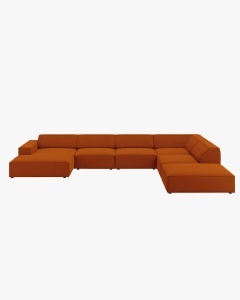 COLTAR PE DREAPTA JODIE, CU 7 LOCURI, 361X258 CM, ADANCIME SCAUN 62 CM, CARAMIZIU, TAPITAT CU TAPITERIE DIN TEXTIL STRUCTURAT MEGAN, MICADONI