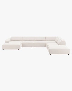 COLTAR PE DREAPTA JODIE, CU 7 LOCURI, 361X258 CM, ADANCIME SCAUN 62 CM, BEJ DESCHIS, TAPITAT CU TAPITERIE DIN TEXTIL STRUCTURAT MEGAN, MICADONI