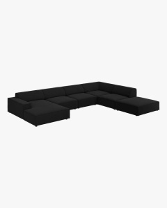 COLTAR PE DREAPTA JODIE, CU 7 LOCURI, 361X258 CM, ADANCIME SCAUN 62 CM, NEGRU, TAPITAT CU TAPITERIE DIN TEXTIL STRUCTURAT MEGAN, MICADONI - Img 2