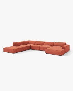 COLTAR PE DREAPTA JODIE, CU 7 LOCURI, 361X258 CM, ADANCIME SCAUN 62 CM, GRI DESCHIS, TAPITAT CU TAPITERIE DIN TEXTIL CATIFEA VENUS, MICADONI - Img 2