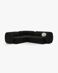 COLTAR PE DREAPTA, KATE, NEGRU, 252X220 CM, TAPITAT CU TAPITERIE DIN TEXTIL BOUCLE BALOO, MICADONI