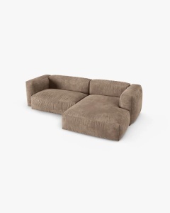 COLTAR PE DREAPTA MARTINA, 180X176 CM, ADANCIME SCAUN 90 CM, BEJ INCHIS, TAPITAT CU TAPITERIE DIN TEXTIL CATIFEA VOGUE, MICADONI - Img 3