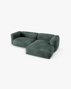 COLTAR PE DREAPTA MARTINA, 180X176 CM, ADANCIME SCAUN 90 CM, VERDE MUSCHI, TAPITAT CU TAPITERIE DIN TEXTIL CATIFEA VOGUE, MICADONI - Img 3