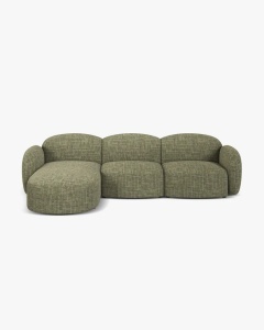 COLTAR PE STANGA, BLAIR, 274X 95, VERDE MASLINIU, CU TAPITERIE DIN TEXTIL STRUCTURAT BALTIMORE, MICADONI