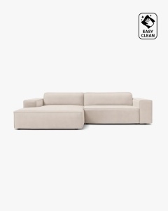 COLTAR PE STANGA, CU 3 LOCURI JODIE, 224X162 CM, ADANCIME SCAUN 62 CM, BEJ DESCHIS, TAPITAT CU TAPITERIE DIN TEXTIL CATIFEA VENUS, MICADONI
