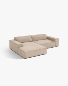 COLTAR PE STANGA, CU 3 LOCURI JODIE, 224X162 CM, ADANCIME SCAUN 62 CM, BEJ, TAPITAT CU TAPITERIE DIN TEXTIL CATIFEA VENUS, MICADONI - Img 2