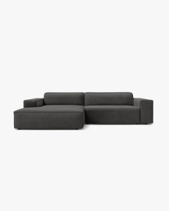 COLTAR PE STANGA, CU 3 LOCURI JODIE, 224X162 CM, ADANCIME SCAUN 62 CM, GRI, TAPITAT CU TAPITERIE DIN TEXTIL CATIFEA BLUVEL, MICADONI