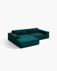 COLTAR PE STANGA, CU 3 LOCURI JODIE, 224X162 CM, ADANCIME SCAUN 62 CM, PETROL INTENS,, TAPITAT CU TAPITERIE DIN TEXTIL CATIFEA VENUS, MICADONI - Img 2