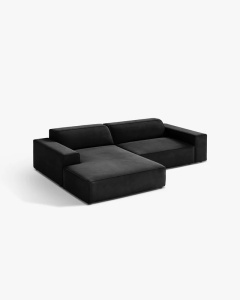 COLTAR PE STANGA, CU 3 LOCURI JODIE, 224X162 CM, ADANCIME SCAUN 62 CM, NEGRU,, TAPITAT CU TAPITERIE DIN TEXTIL CATIFEA VENUS, MICADONI - Img 2