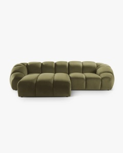 COLTAR PE STANGA DIANA, VERDE, 294X182 CM, TAPITAT CU TAPITERIE DIN TEXTIL CATIFEA SALVADOR, MICADONI